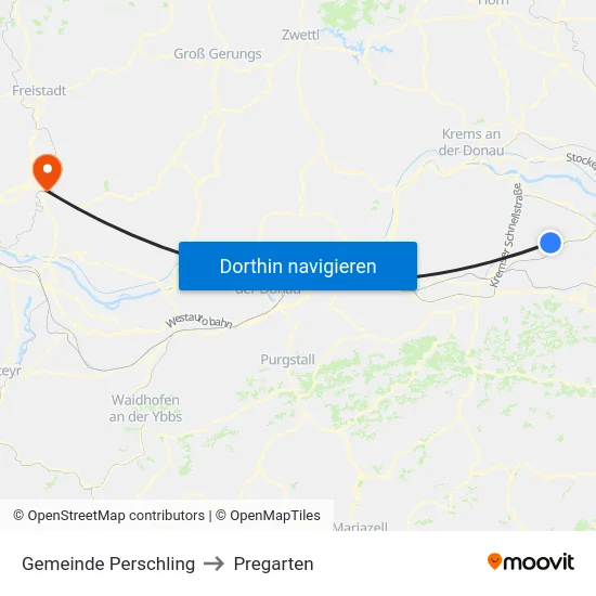 Gemeinde Perschling to Pregarten map