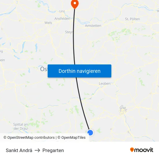 Sankt Andrä to Pregarten map