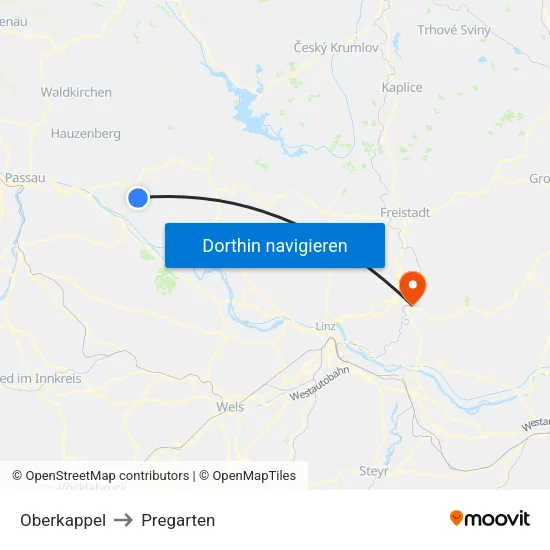 Oberkappel to Pregarten map