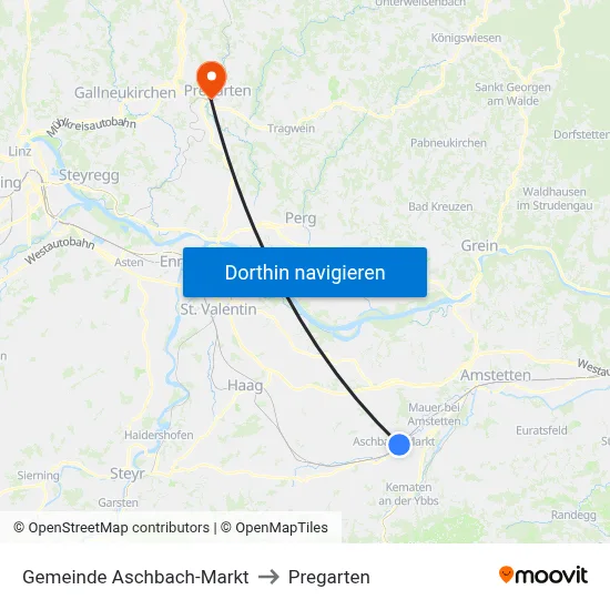 Gemeinde Aschbach-Markt to Pregarten map