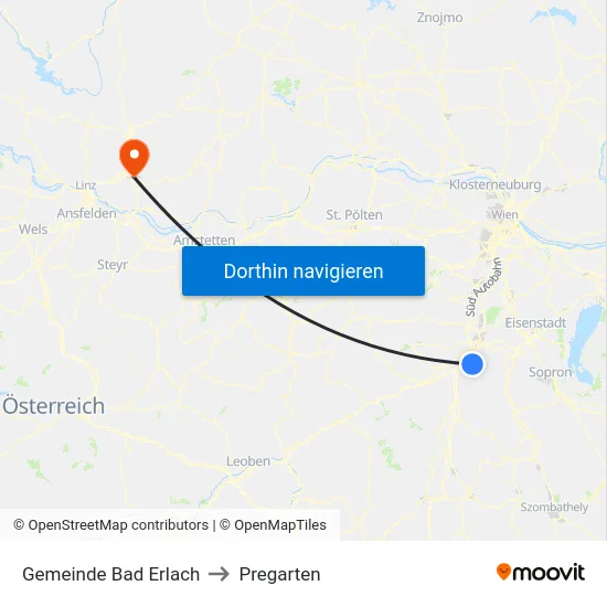 Gemeinde Bad Erlach to Pregarten map