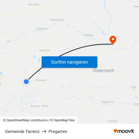 Gemeinde Tarrenz to Pregarten map