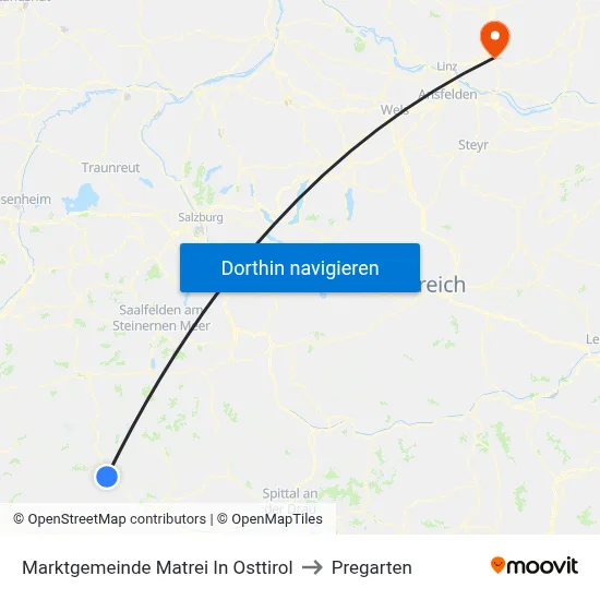 Marktgemeinde Matrei In Osttirol to Pregarten map