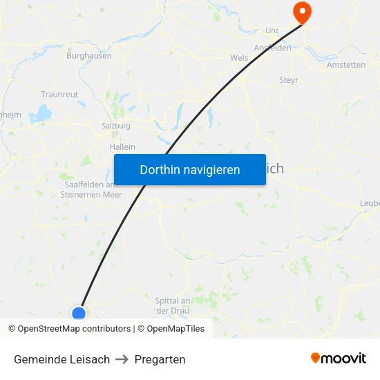 Gemeinde Leisach to Pregarten map