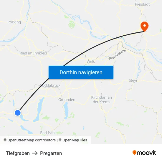 Tiefgraben to Pregarten map