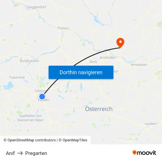 Anif to Pregarten map