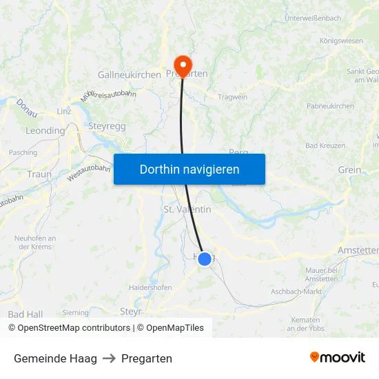 Gemeinde Haag to Pregarten map