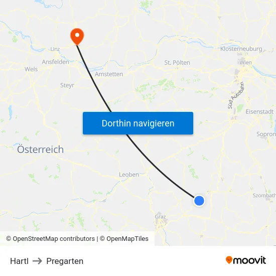 Hartl to Pregarten map