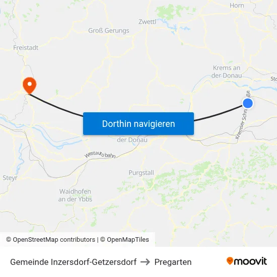 Gemeinde Inzersdorf-Getzersdorf to Pregarten map
