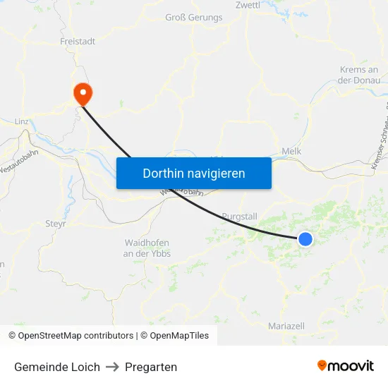 Gemeinde Loich to Pregarten map