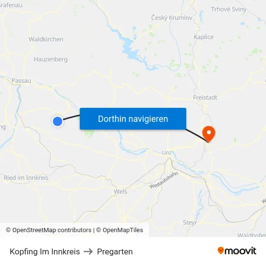 Kopfing Im Innkreis to Pregarten map