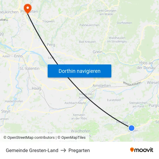 Gemeinde Gresten-Land to Pregarten map