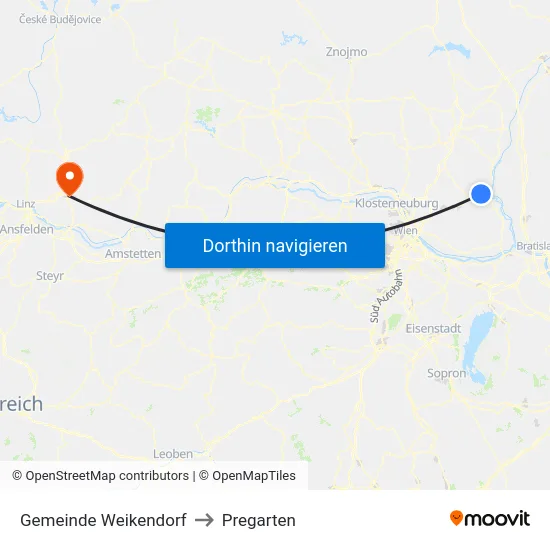 Gemeinde Weikendorf to Pregarten map