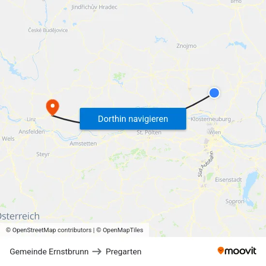 Gemeinde Ernstbrunn to Pregarten map