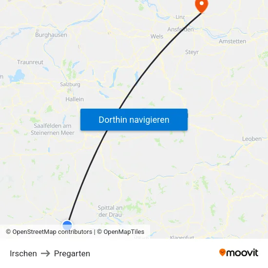 Irschen to Pregarten map