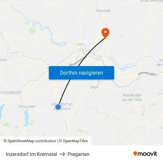 Inzersdorf Im Kremstal to Pregarten map