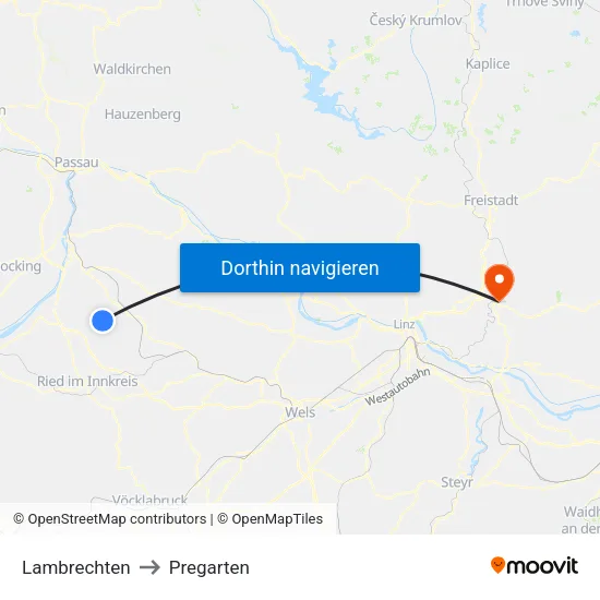Lambrechten to Pregarten map