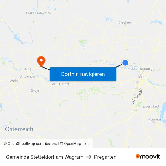 Gemeinde Stetteldorf am Wagram to Pregarten map