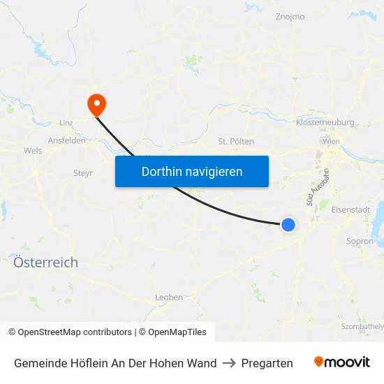 Gemeinde Höflein An Der Hohen Wand to Pregarten map