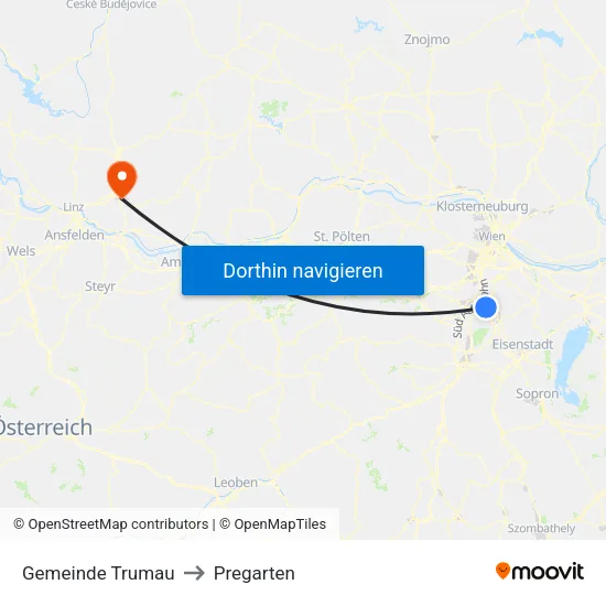 Gemeinde Trumau to Pregarten map