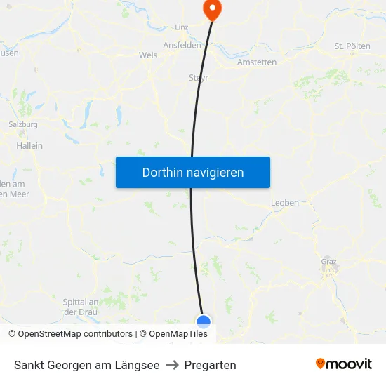 Sankt Georgen am Längsee to Pregarten map