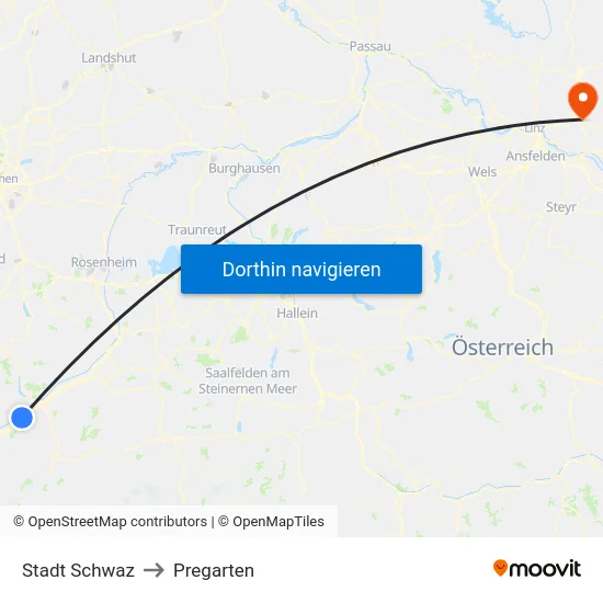 Stadt Schwaz to Pregarten map