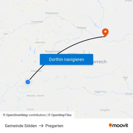 Gemeinde Sölden to Pregarten map
