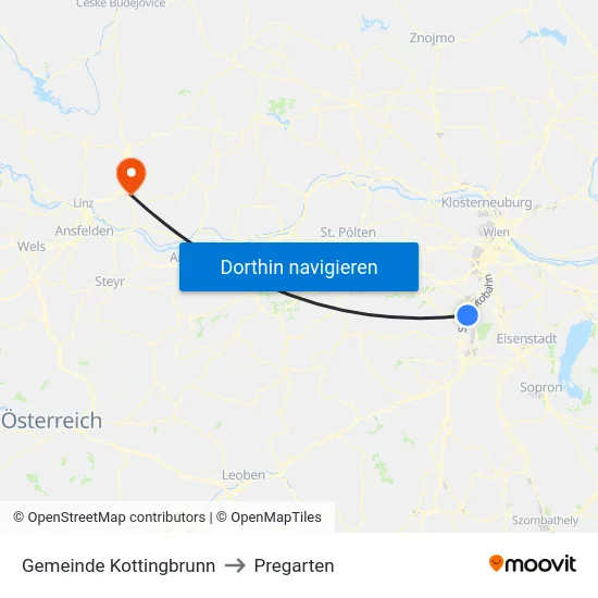 Gemeinde Kottingbrunn to Pregarten map