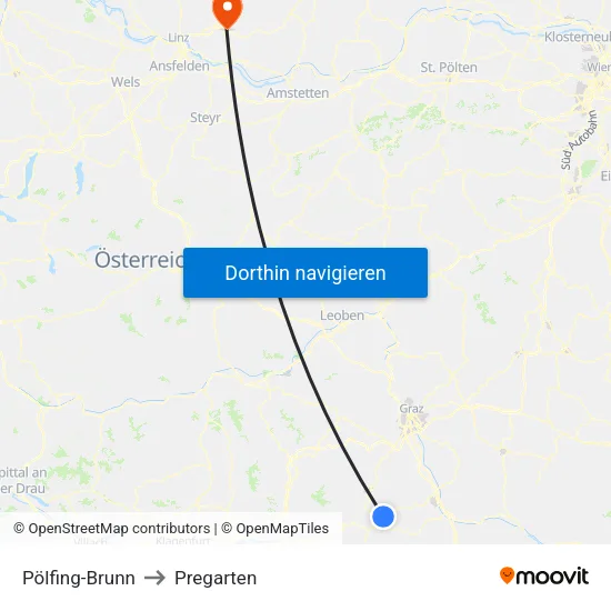 Pölfing-Brunn to Pregarten map
