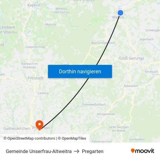 Gemeinde Unserfrau-Altweitra to Pregarten map