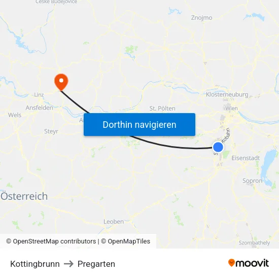Kottingbrunn to Pregarten map