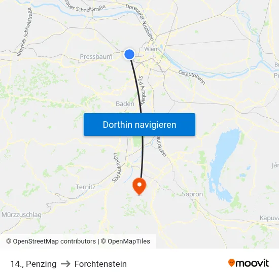 14., Penzing to Forchtenstein map