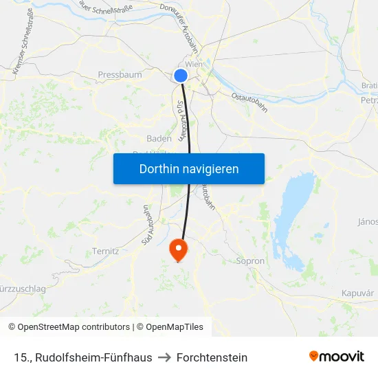15., Rudolfsheim-Fünfhaus to Forchtenstein map