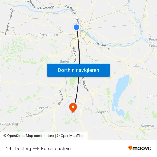 19., Döbling to Forchtenstein map
