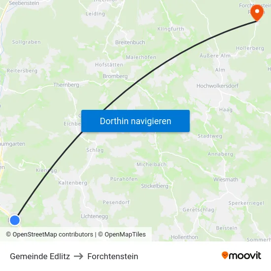 Gemeinde Edlitz to Forchtenstein map
