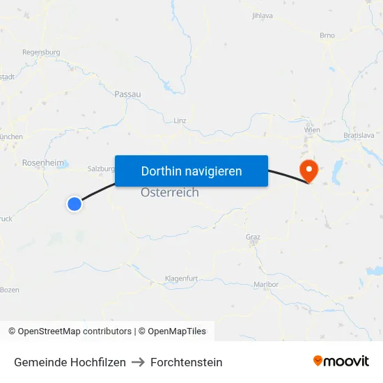Gemeinde Hochfilzen to Forchtenstein map