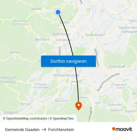 Gemeinde Gaaden to Forchtenstein map
