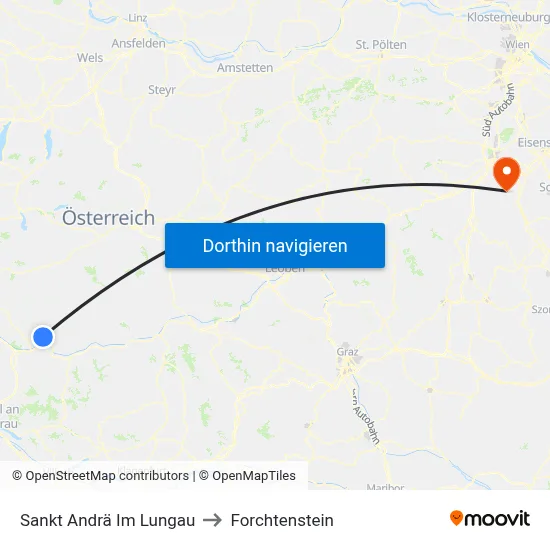 Sankt Andrä Im Lungau to Forchtenstein map