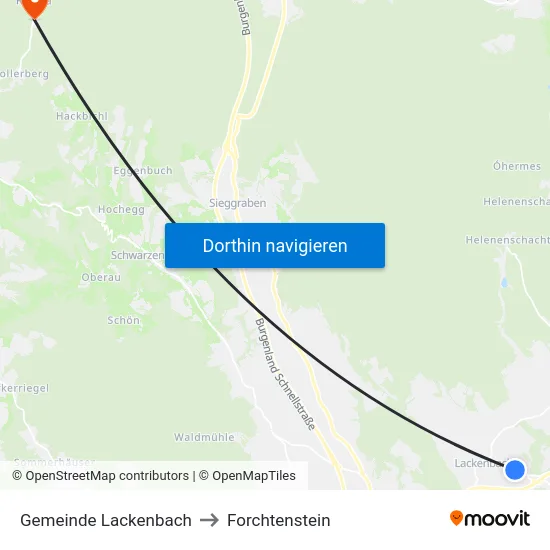Gemeinde Lackenbach to Forchtenstein map