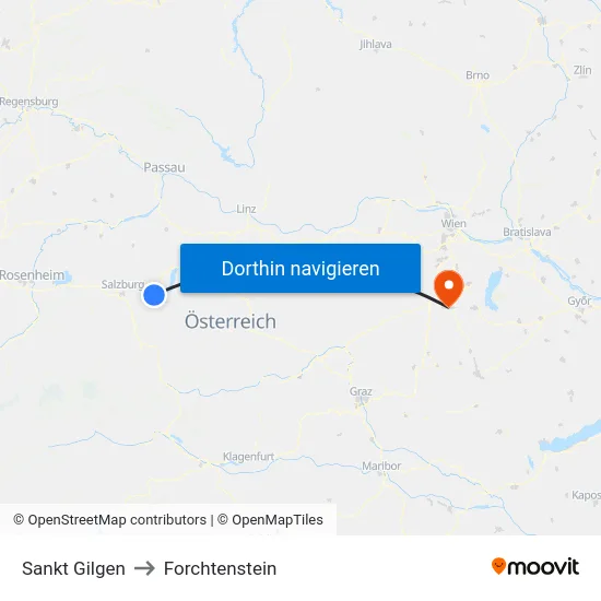 Sankt Gilgen to Forchtenstein map