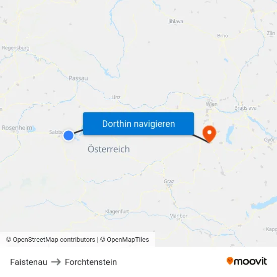 Faistenau to Forchtenstein map