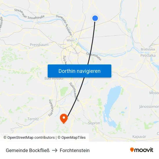 Gemeinde Bockfließ to Forchtenstein map