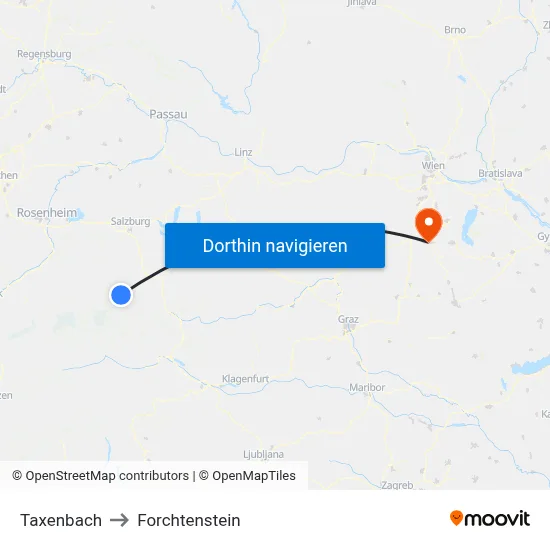 Taxenbach to Forchtenstein map
