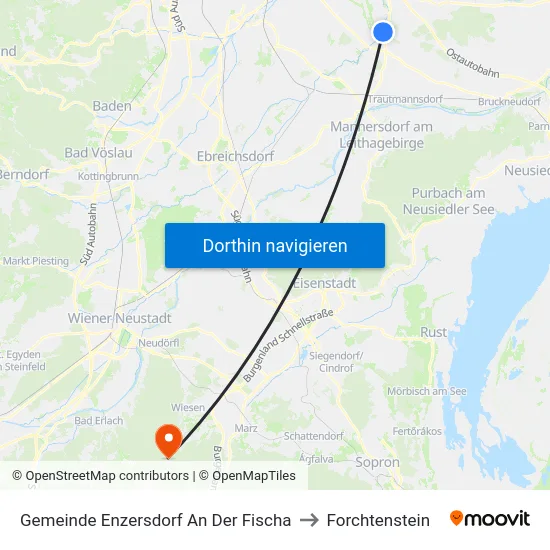 Gemeinde Enzersdorf An Der Fischa to Forchtenstein map