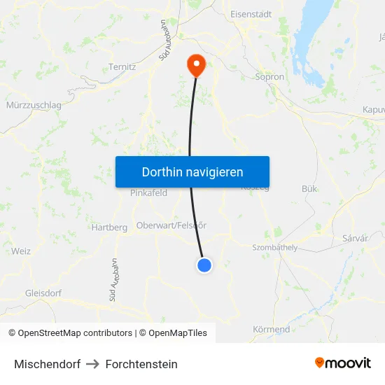 Mischendorf to Forchtenstein map