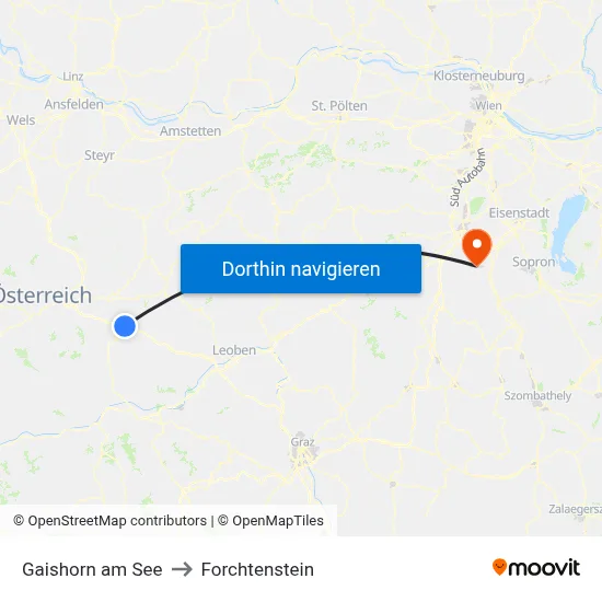 Gaishorn am See to Forchtenstein map