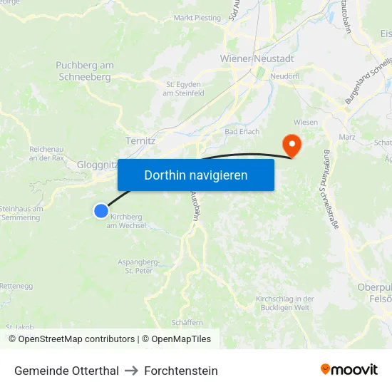 Gemeinde Otterthal to Forchtenstein map