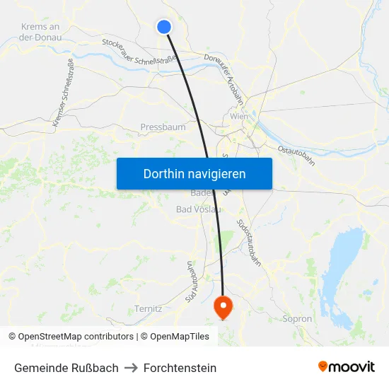 Gemeinde Rußbach to Forchtenstein map