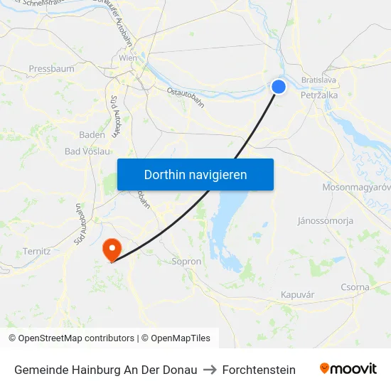 Gemeinde Hainburg An Der Donau to Forchtenstein map