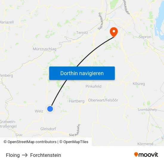 Floing to Forchtenstein map